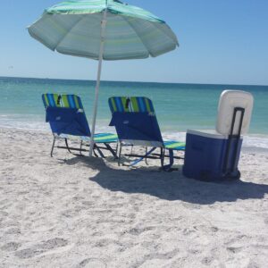 Umbrella, 2 Chairs, Cooler, Bocce Ball Package